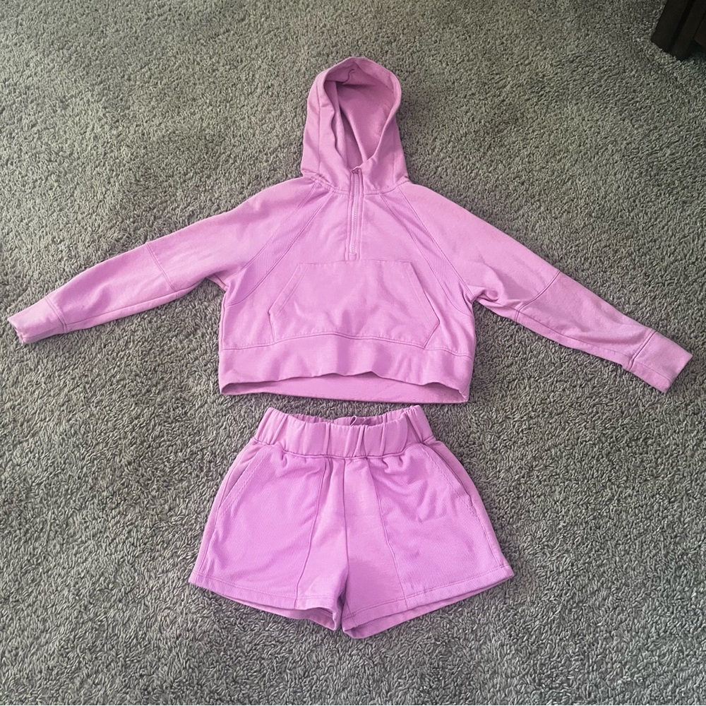 90 Degree By Reflex Pink Cozy Shorts and Sweater Set size 7/8